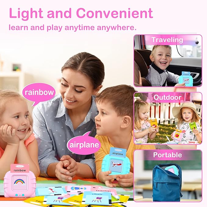Sensory Toys Montessori Toys for 2 3 4 5 6 Year Old Speech Therapy Materials Autism Toys 192 Cards 384 Sides ABC 123 Sight Words Toddler Toys Educational Learning Toys Talking Flash Cards Girls Gift