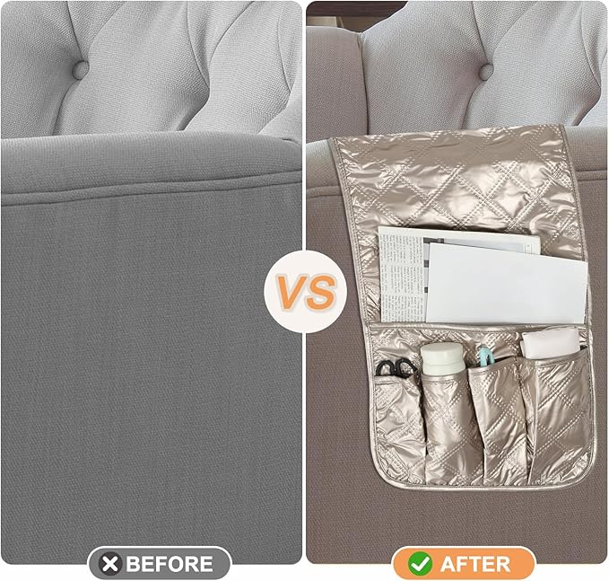 uxcell 1 Pcs Recliner Armchair Caddy, Couch Armrest Organizer with 5 Pockets for Bedside Sofa Remote Control Holder Magazine Phone Book Glasses (Black, 35"x13")