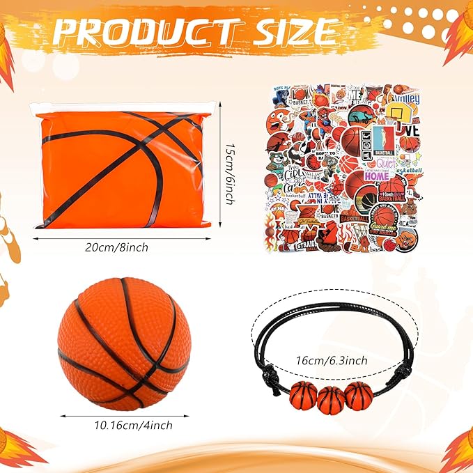 190 Pcs Basketball Party Favors Set Basketball Party Supplies Include Basketball Gift Bags Mini Balls Bracelet Stickers for Sport Party Favors Basketball Birthday Party Decorations