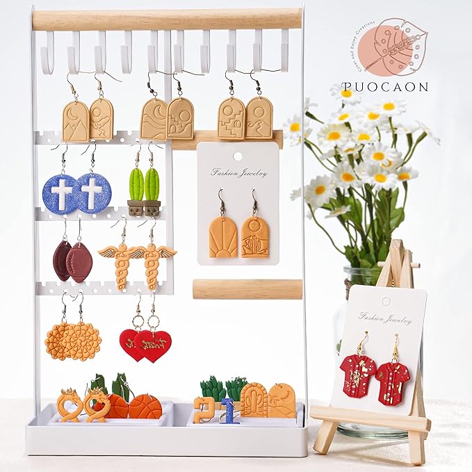 Puocaon Sports Polymer Clay Cutters - 6 Shapes Sports Balls Clay Cutters for Polymer Clay Earrings Making, Football Baseball Shapes Polymer Clay Cutters for Jewelry Making, Sports Clay Cutters Set