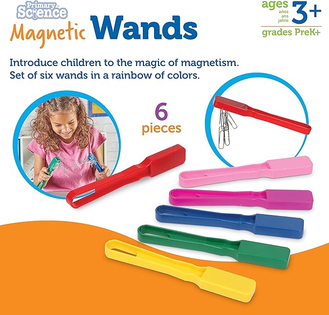 Learning Resources Magnetic Wands - 6 Pieces, Ages 3+, Educational Learning Kits, Science Experiment Tools, Preschool Learning Toys, Homeschool Supplies,Back to School Supplies,Teacher Supplies