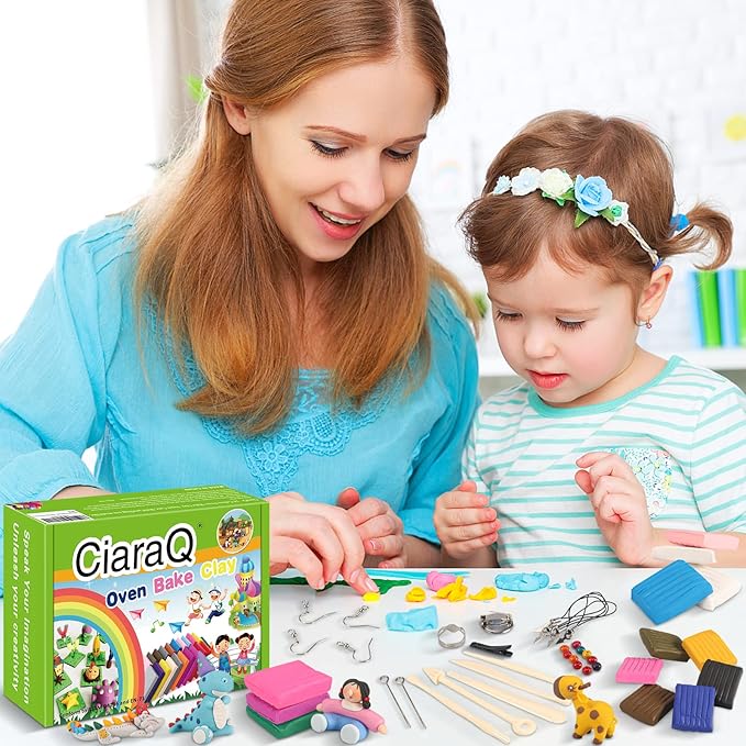 CiaraQ Polymer Clay-Oven Baked Modeling Clay with Sculpting Tools, 24 Colors, 1.2 lbs, Great for Children and Artists.