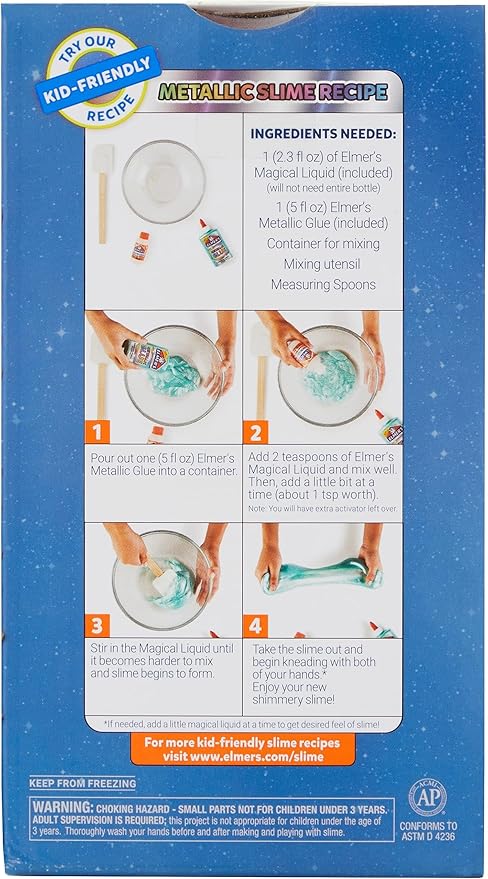 Elmer’s Metallic Slime Kit | Slime Supplies Include Elmer’s Metallic Glue, Elmer’s Magical Liquid Slime Activator, 4 Piece Kit