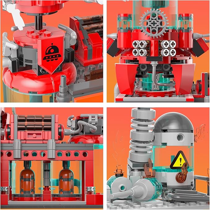 Space Fire Station Builidng Set Compatible with Lego City Fire Station, 919 Pcs with Firefighting Robot Building Toy Set for Adult &14+ Kids