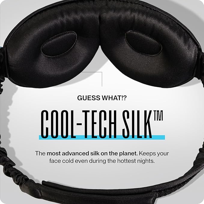Dream Recovery The Luxe Mask - 3D Performance Silk Sleep Mask for Side Sleepers - 100% Light Blocking, Adjustable Eye Cover for Sleeping