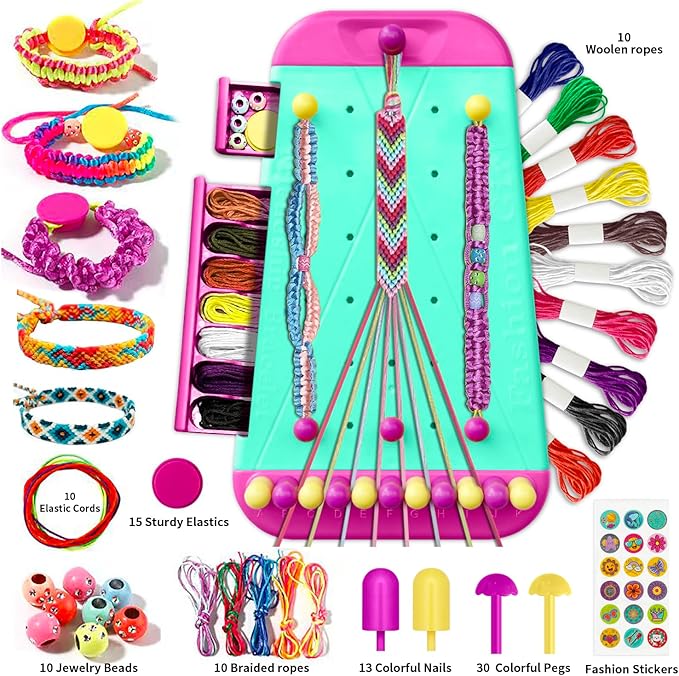 Friendship Bracelet Making Kit Toys ,DIY Arts and Crafts for Kids Ages 6-12,2 in 1 Bracelets String Maker Toys Set,Jewelry String Maker Kit,Christmas Birthday Gifts for Girl 8-12 Years Old (Green)