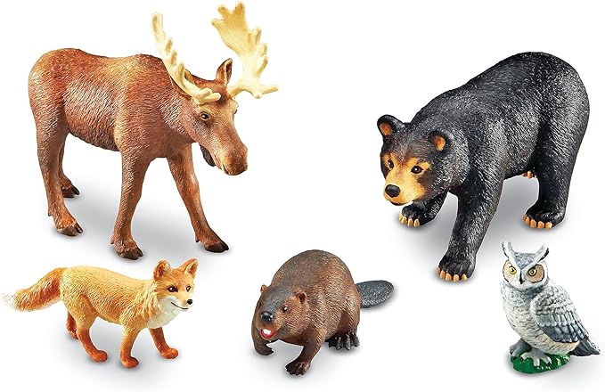 Learning Resources Jumbo Forest Animals - 5 Pieces, Ages 3+ Pretend Play Animals for Toddlers, Preschool Learning Toys, Kids Play Animal Figures, Zoo Animals