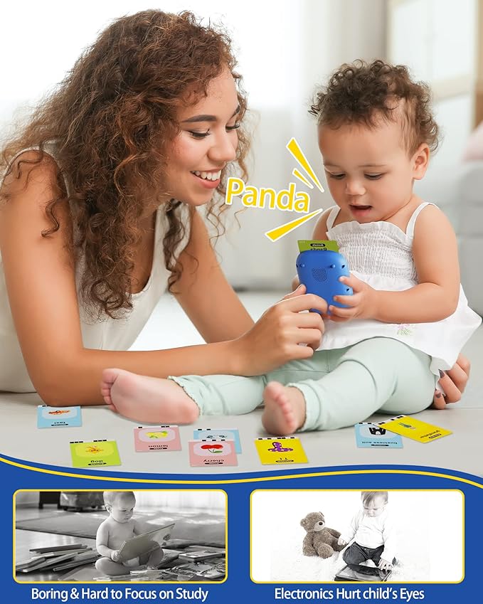 Toddler Toys for Boys 2-5 Years Old Gifts, Speech Autism Therapy Toys, Talking Flash Cards with 448 Sight Words, Learning Educational Montessori Sensory Toys for Autism Toddlers(Blue)