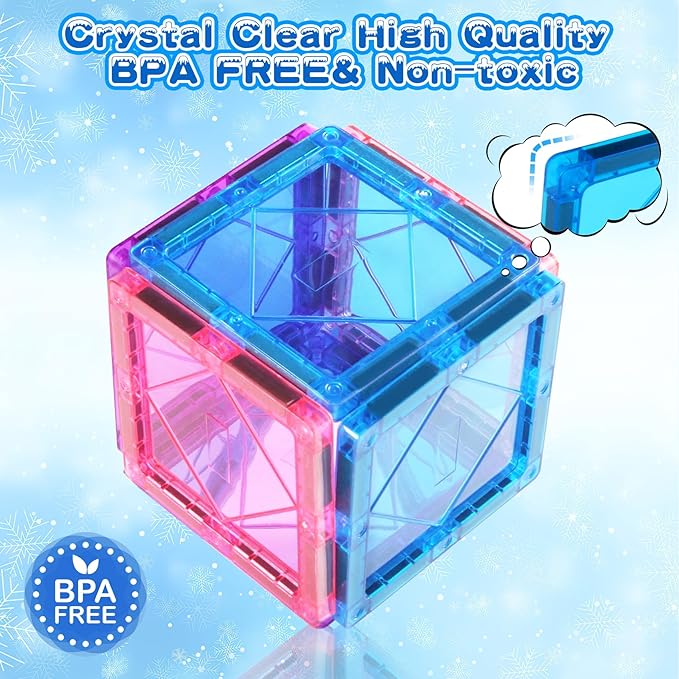 Magnetic Tiles Toys for 3 4 5 6 7 8 Year Old Boy Girls Kids Beginner Set,Magnetic Building Blocks Learning Toys for Toddlers Age 2-4 3-5 4-5 5-6 6-8 Birthday Christmas Ideas (20PCS Blue & Purple)