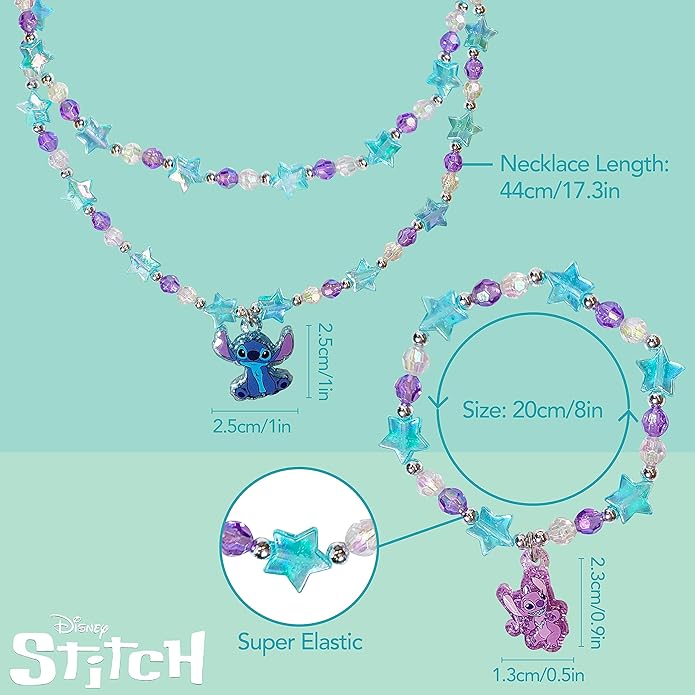 Girls Jewelry Set 3 Piece Princess Toys | Jewelry Set with Beaded Necklace for Gilrs - Toddler Bracelets and Girls Ring | Toddler Girl Toys | Kids Jewelry for Girls | Princess Dress up Ages 3+
