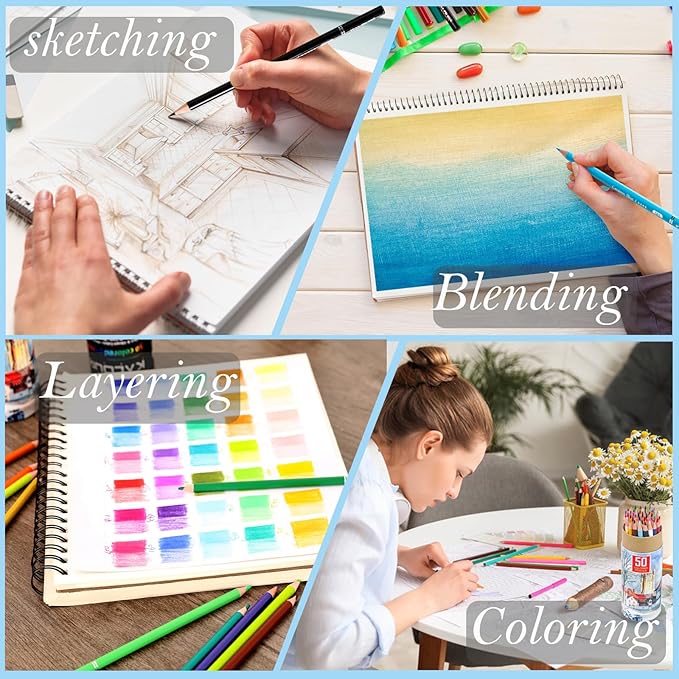 KALOUR Premium Colored Pencils,Set of 50 Colors,Artists Soft Core with Vibrant Color,Ideal for Layering Blending Shading,Color Pencils for Adults Beginners Coloring Book…