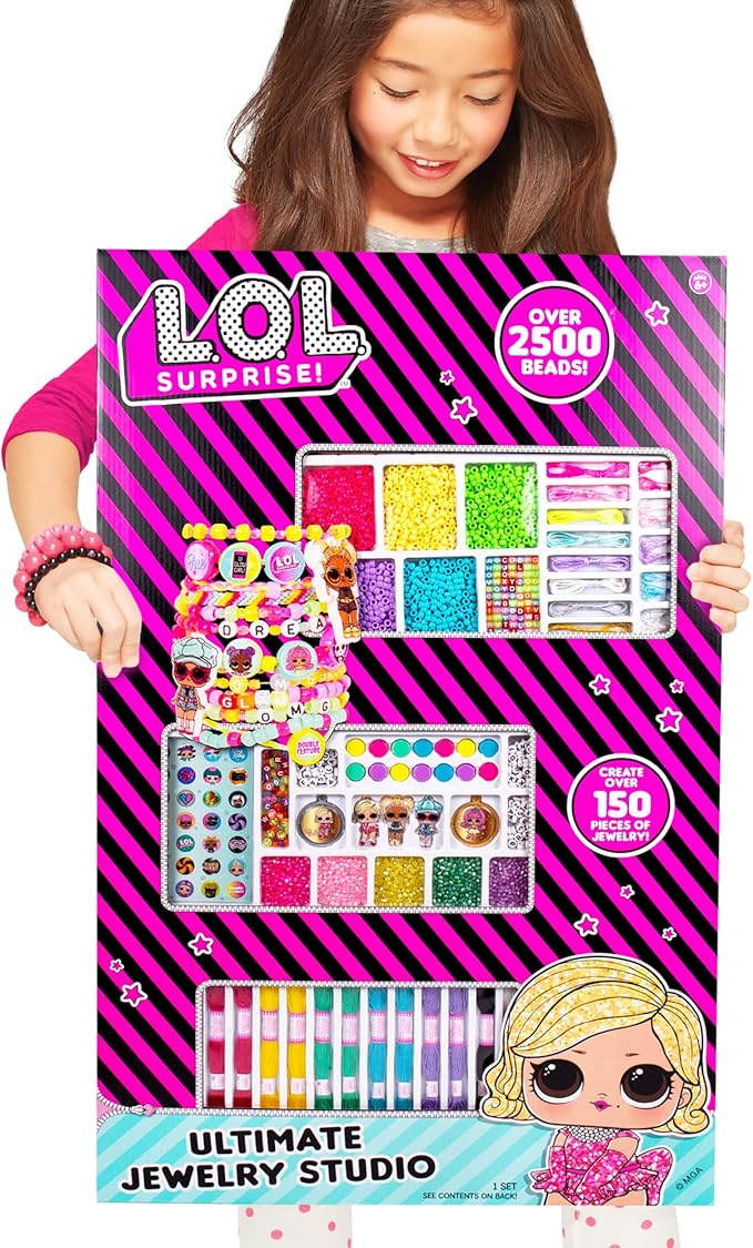 L.O.L. Surprise! Double Feature Ultimate Jewelry Studio, Over 2500 Beads, Create 150+ Pieces of Jewelry, Includes LOL Surprise Charms & Rotating Charms, Bead Kit For Kids Ages 6, 7, 8, 9