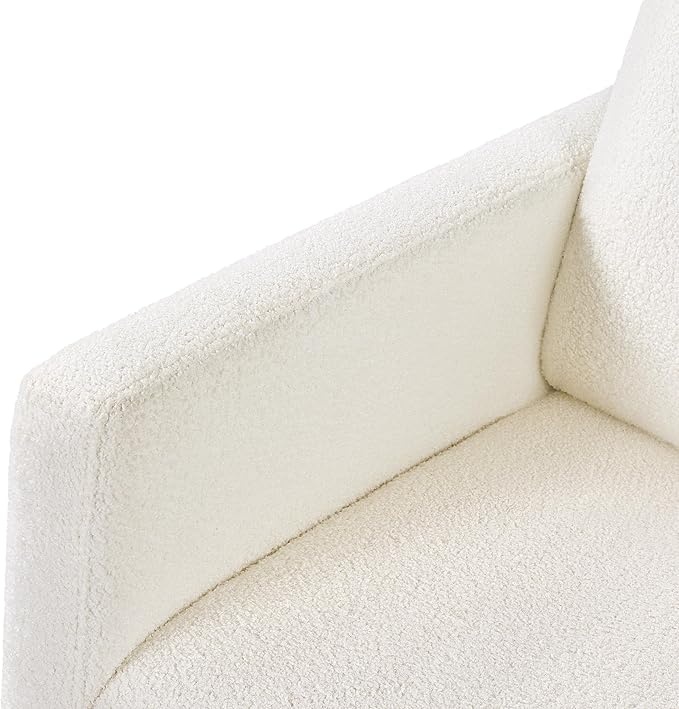 Yaheetech Upholstered Rocking Chair, Boucle Glider Chair Nursery Chair with High Back and Side Pocket, Rocking Accent Armchair with Rubber Wood Legs for Living Room/Bedroom/Nursery, Ivory