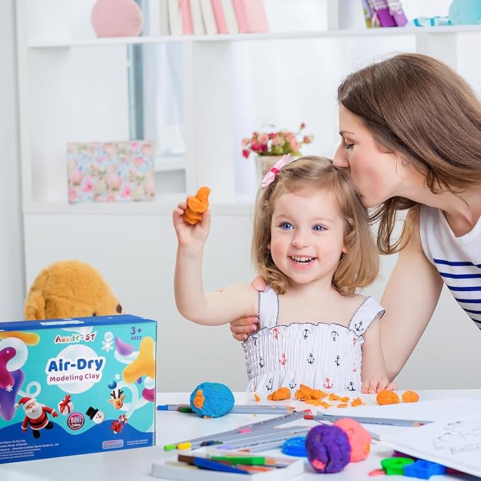 Air Dry Clay 102 Colors, Modeling Clay for Kids, DIY Model Magic Clay, Molding Clay Kit with Sculpting Tools, Non-Sticky Soft and Super Light, Arts and Crafts Gift for Boys Girls Kids.