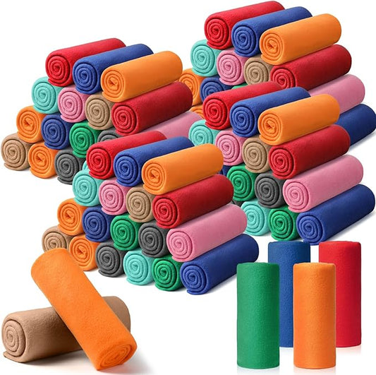 Kinlop Fleece Blanket Bulk 60 x 50 Inch Soft Lightweight Fleece Cozy Blanket Warm Throw Plush Pet Throw for Bed Couch Sofa Home Office Wedding Gifts Travel Camping(Novel Color,80 Packs)