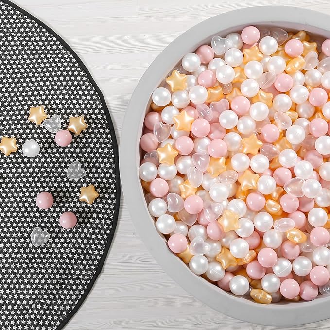 GOGOSO Ball Pit Balls,Plastics Balls for Ball Pit, Stars Hearts Shape for PastelBall for Toddlers Kids