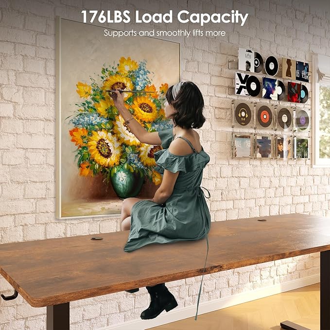 Monomi Electric Standing Desk, 79 x 31.5 inches Height Adjustable, Ergonomic Home Office Sit Stand Up Desk with Memory Preset Controller (Rustic Brown Top/Black Frame)