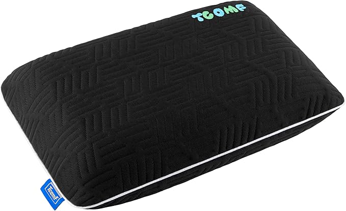 TCOMF Kids Camping Pillow: Dual-Cover Memory Foam Small Pillow; Medium-Firm Camp Pillow | Mini Pillow w/ 5 Layers for Comfort and Support; Small Travel Pillow/Compact Pillow 10x16 Inches (Black)