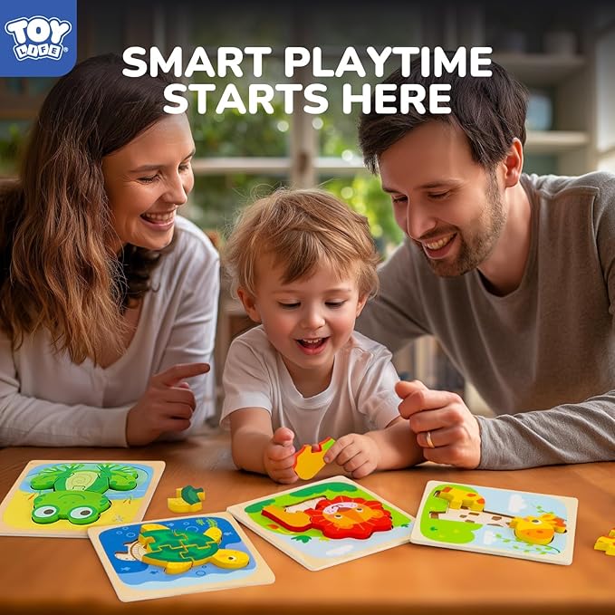 TOY Life Wooden Toddler Puzzles for 1-3, Montessori Toys for 1 2 3 Year Old, Animals Puzzles for Toddlers 2-4, Kids Wood Puzzle Educational Toy for Baby 12-19, Best Learning Toy Gifts for Boys Girls
