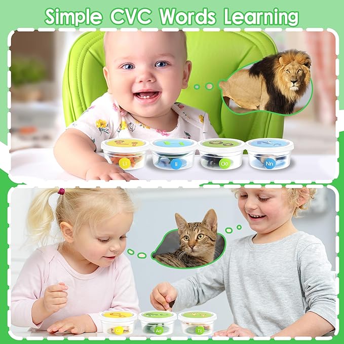 Alphabet Learning Toys for Toddlers, 104 Flash Cards and 26 Animal Objects, Uppercase Lowercase ABC Matching Color Sorting Game, Montessori Preschool Educational Learning Toys for Kids 3 4 5 Year Old