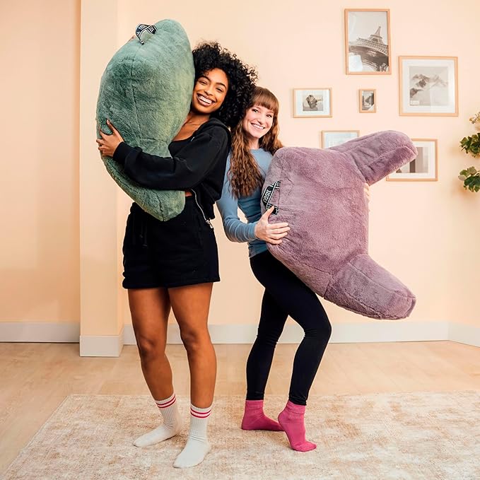 Nestl Fur Reading Pillow, Stylish Back Pillow for Bed Sitting Up, Faux Fur Bed Chair Pillow with Arms, Reading Pillows for Sitting in Bed Adult & Kids, Back Support Pillow for Bed Rest - Dusty Purple