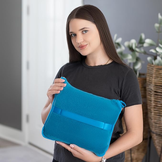 BlueHills Premium Soft Travel Blanket Pillow Airplane Blanket in Soft Bag case with Hand Luggage Belt and Carabiner Compact Pack Large Cozy Plane Car Train Teal Blue T022