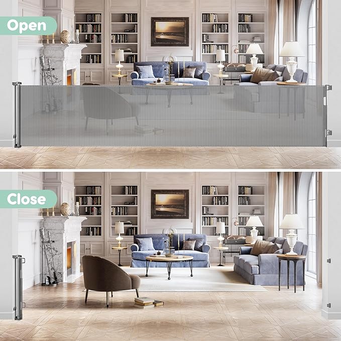 90 Inch Extra Wide Baby Gates Extra Wide Retractable Baby Gates for Dogs Indoor Outdoor Retractable Gate Super Wide Retractable Dog Gate Extra Long Baby Gate for Large Openings Extra Large Pet Gates