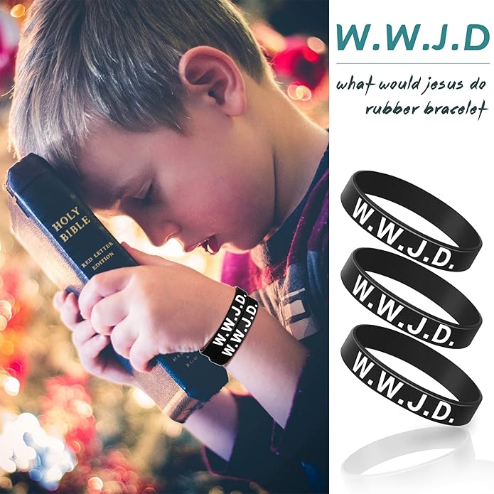 Jadive 20 Pcs WWJD Rubber Bracelets What Would Jesus Do Silicone Wristbands for Women Men Jesus WWJD Inspirational Bracelet Motivational Bracelet Religious Christian Party Favors Gifts
