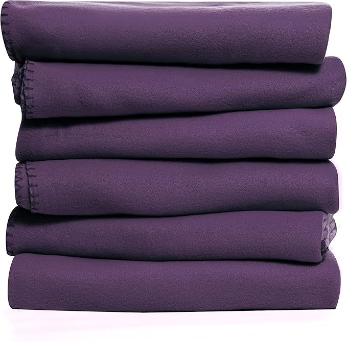 Special SG Glory Fleece Throw Blanket Set Bulk for Travel Kids Outdoor Wedding Pet (Purple, Pack of 6 50x60 Inches)