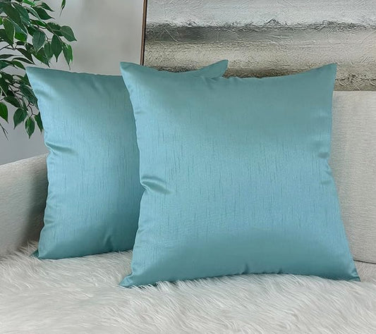 Aiking Home 24x24 Inches Faux Silk Square European Shams, Zipper Closure, Aqua (Set of 2)