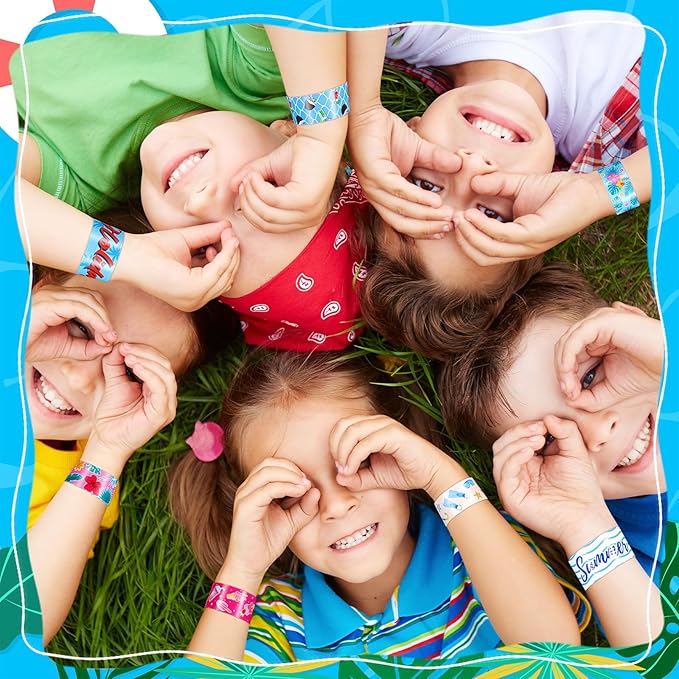 200 Pcs Summer Slap Bracelets Bulk Hawaiian Theme Slap Bracelets Beach Ocean Theme Snap Wristband Tropical Luau Party Favors for Birthday Classroom Prizes Exchanging Gifts