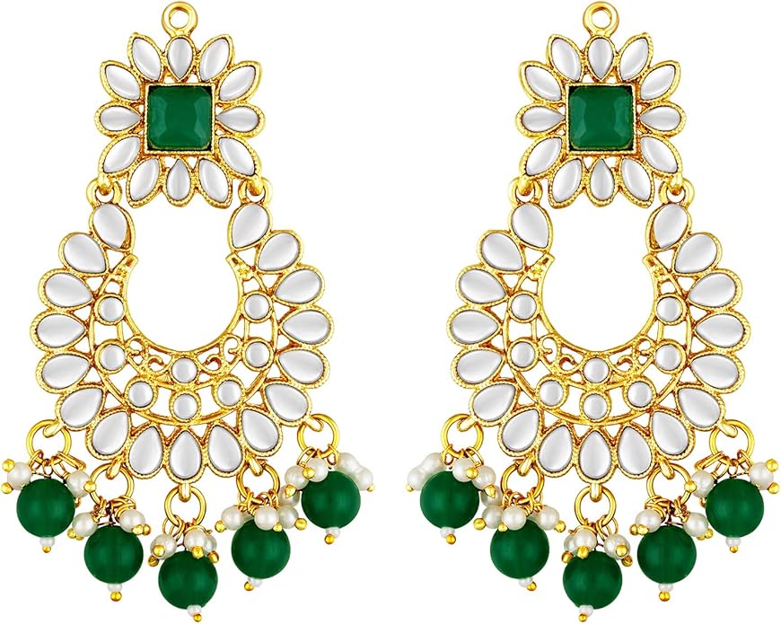 Aheli Bridal Kundan Faux Pearl Choker Necklace with Earrings Maang Tikka Gift for Women Indian Traditional Bollywood Fashion Jewelry Set