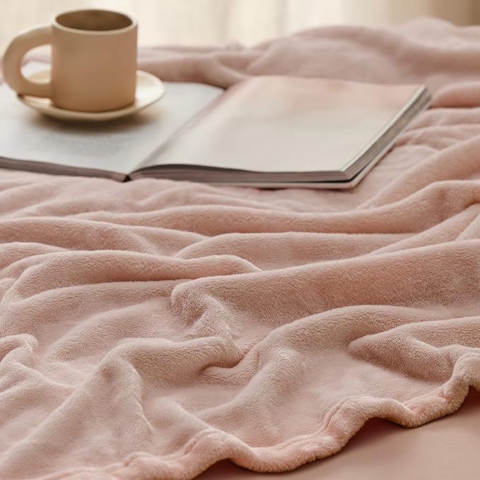 Bedsure GentleSoft Fleece Throw XL Blanket Dusty Pink - 300GSM Soft Lightweight Plush Cozy Blankets for Bed, Sofa, Couch, Travel, Camping, 50x70 inches