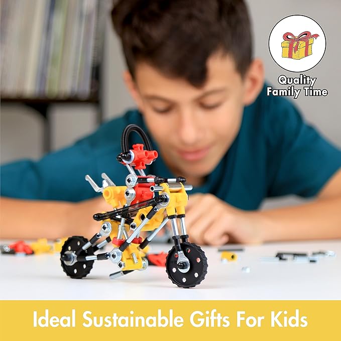 Motorbike Stem Building Toys, RiderBit Educational Build Your Own Robot Toy for Kids 8+ Year Old Boys and Girls, Stem Toys Engineering Kit, Vehicle Construction Toys Steam Gift
