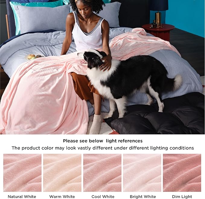 Bedsure Fleece Blanket Twin Blanket Pink - 300GSM Soft Lightweight Plush Cozy Twin XL Blankets for Bed, Sofa, Couch, Travel, Camping, 66 inch X 90 inch