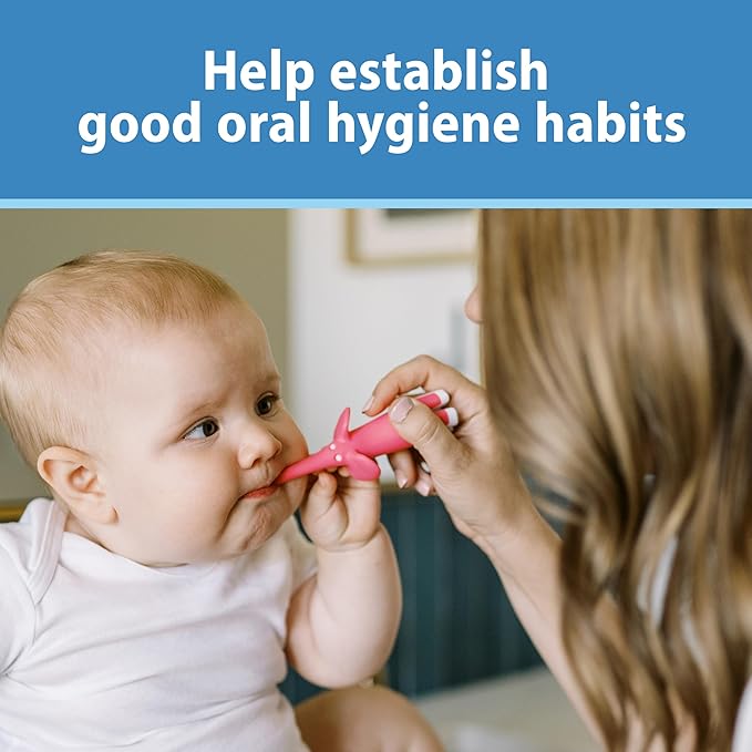 Dr. Brown's Infant-to-Toddler Training Toothbrush, Soft for Baby's First Teeth, Pink Elephant, 0-3 Years (Colors/Styles May Vary)