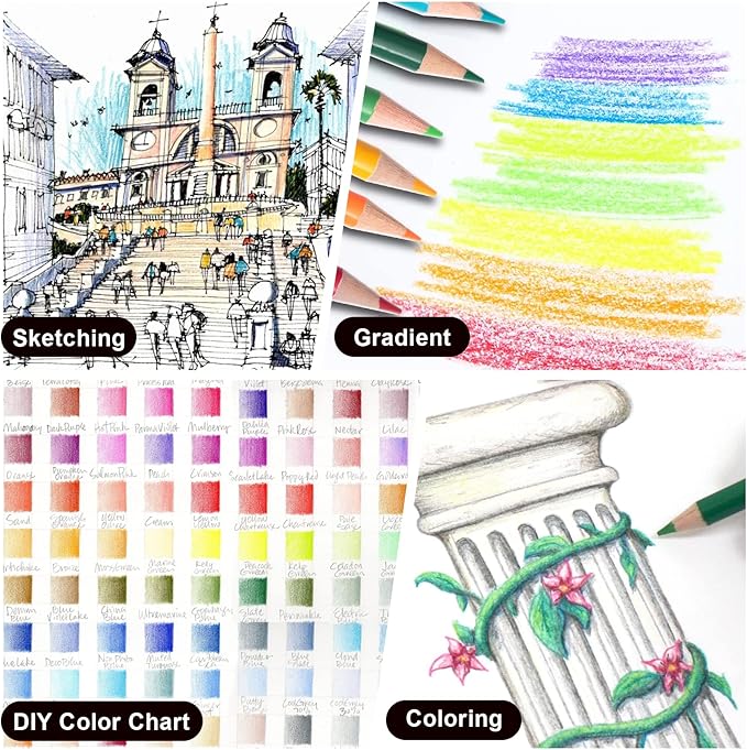 KALOUR Premium Colored Pencils,Set of 120 Colors,Artists Soft Core with Vibrant Color,Ideal for Drawing Sketching Shading,Coloring Pencils for Adults Beginners