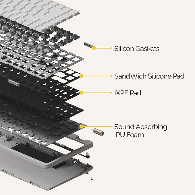 Flow Lite 100 Keys Low Profile Mechanical Keyboard, Swappable Rechargeable Wireless Keyboard with 2.4G Receiver, Bluetooth and Wired Connection for Windows, Mac/ Specter Linear Switches (Marble)