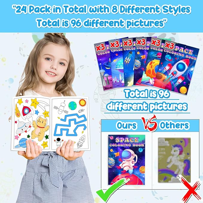 24 Pack Outer Space Coloring Book for Kids Astronaut Alien Rocket Coloring Book Bulk Space Drawing Books Galaxy Activity Books for Solar System Birthday Planet Party Decor Goodie Bag Gift Stuffer