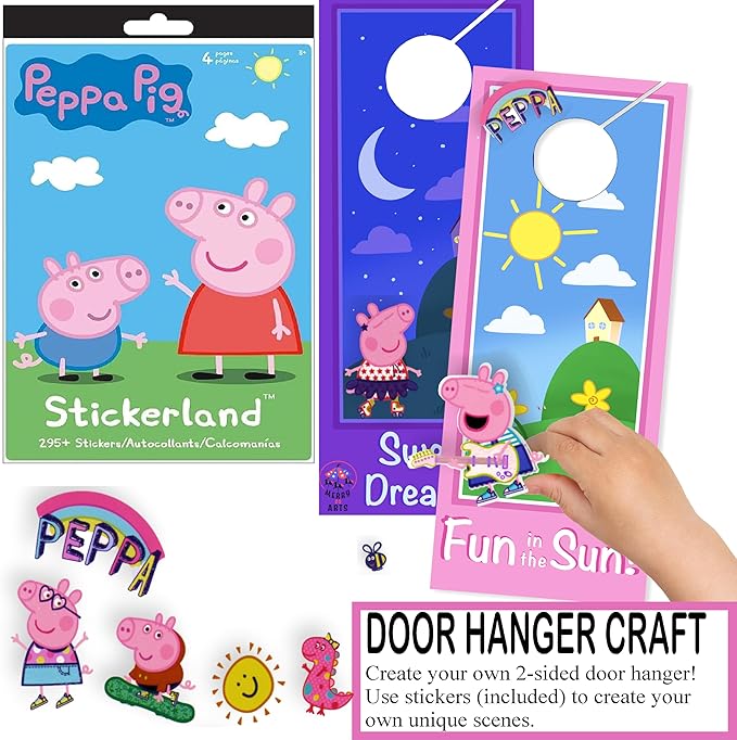 Coloring and Activity Set - Bundle Includes Peppa Pig Coloring Book, Peppa Pig Stickers, and 2-Sided Door Hanger (Peppa Coloring Book & Stickers)