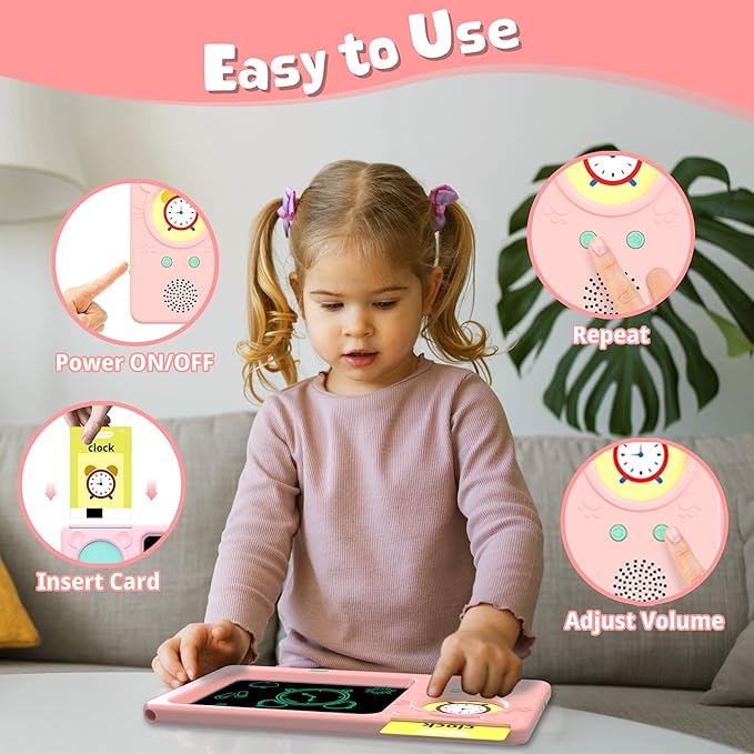 LCD Writing Tablet with Talking Flash Cards, 224 Sight Words Pocket Speech for Toddlers, Educational Learning Toys for Toddlers 1-3, Montessori Toys, Birthday Gift for 1 2 3 4 5 6 Year Old Girls Boys