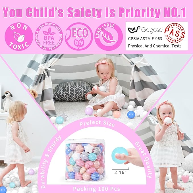 GOGOSO Shape Ball Pits Balls, Star Heart Plastic Play Balls for Toddlers Kids Children, DIY Giant Friendship Bracelet Banner