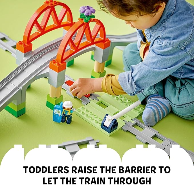 LEGO DUPLO Town Train Bridge and Tracks Expansion Set - 10 Extra Pieces of Train Tracks - Preschool and Toddler Train Set, Ages 2+ - Building Toy for Boys and Girls - 10426