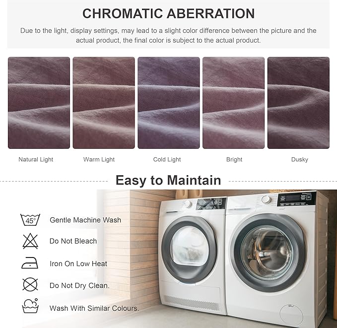 Simple&Opulence 100% Linen Duvet Cover Set, 3 PCS Natural French Flax Purple Ruffle Duvet Cover Queen Size, Breathable Comfy Linen Bedding Comforter Cover with 2 Pillowcases (Purple, 88" X 92")