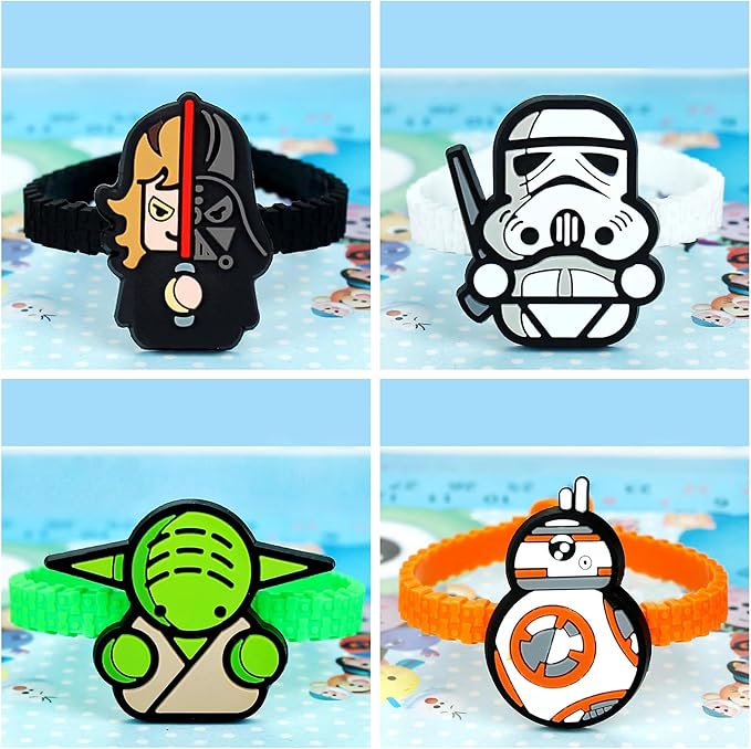 15 Pack Rubber Bracelets Wristband Bracelets for Birthday Party Supplies Favors Prize Rewards (15PCS StarWars)