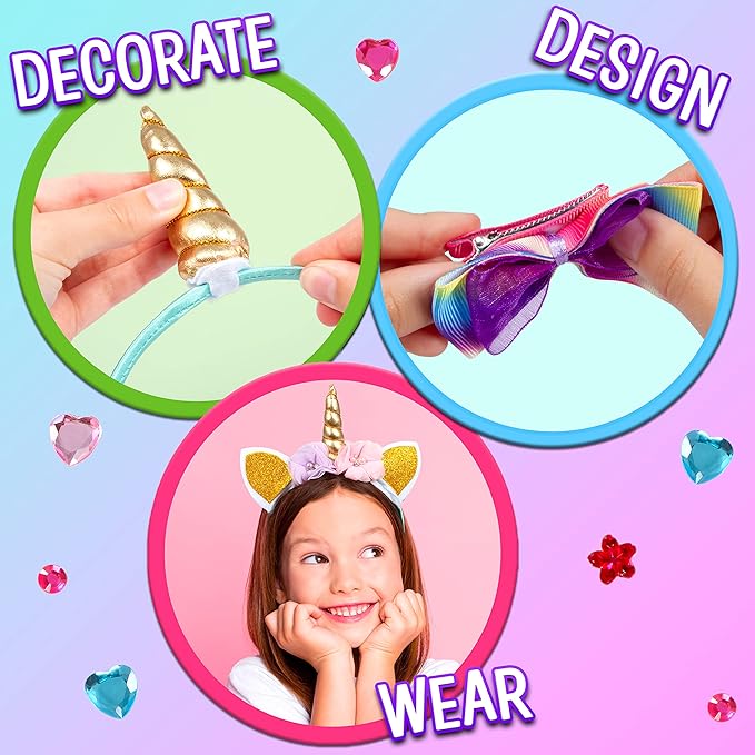 B Me Headband Making Kit for Girls - DIY 16 Unique Girls Hair Accessories with 60+ Craft Supplies - Arts & Crafts Gifts for Girls Ages 5-12