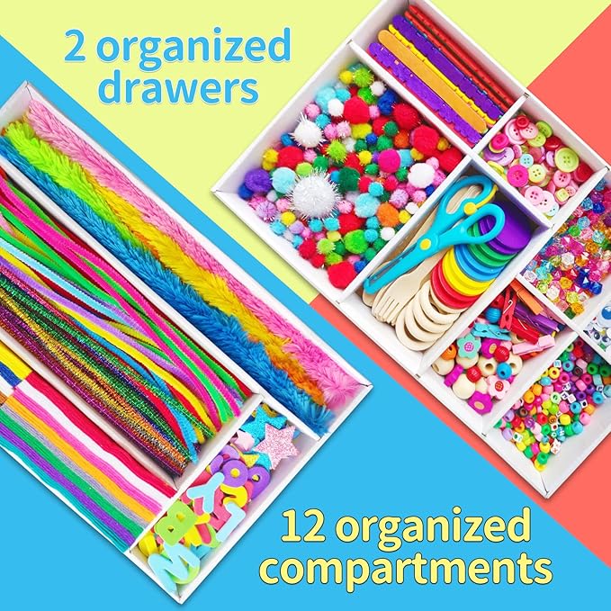 Itopstar Arts and Crafts for Kids -5000pcs+ Art Supplies Kids Art Supplies Great for School, Homeschool and Kindergarten DIY Crafting Projects-Giant Craft Box for Kids Art Supplies