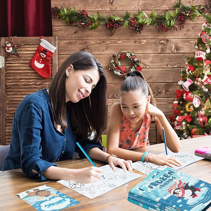 24Pcs Polar Animals Coloring Books Winter Theme DIY Art Booklet Drawing Pattern Including Arctic Bear Penguin Birthday Party Favors Gifts Home Classroom Activity Supplies for Kids Age 4-8