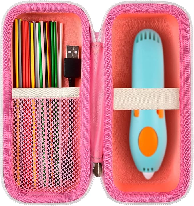 GWCASE Case Compatible with 3Doodler Start+ Essentials for 3D Pen Set for Kids, Storage Organizer Carrying Holder Fit for Printing Pens, Plastic Refill Blister, Micro-USB Charger (Box Only)-Pink