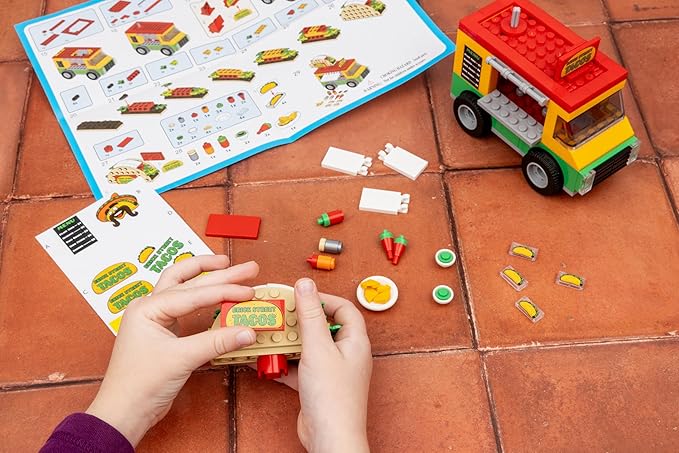 Brick Loot Taco Truck Toy Building Block Set with Spinning Street Sign, for Adults & Kids Age 6+, 100% Compatible with Lego and Other Major Brands, Custom-Designed Toy Building Set Model, 185 Pieces